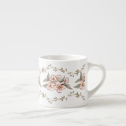 Rosa Blume und Wein | SHABBY CHIC Espressotasse (Rechts)