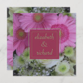 Rosa Blume und Weiße Rose Einladung (Vorne/Hinten)