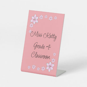 Rosa Blume Unterrichtsschreiben Sockelschild