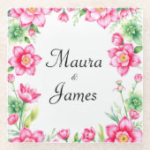 Rosa Blume Untersetzer (Vorderseite)