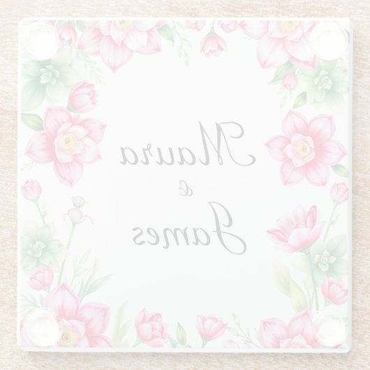 Rosa Blume Untersetzer (Rückseite)