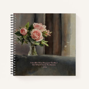 Rosa Blume Vase Carl Jung Quote Journal Notizblock