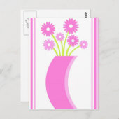 Rosa Blume Vase - Postkarte (Vorne/Hinten)