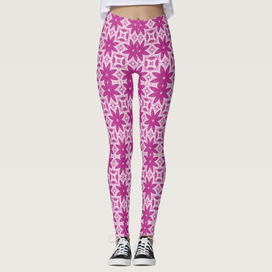 Rosa Blume Vectpr nahtloses Muster Leggings (Vorderseite)