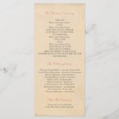 Rosa Blume Vintage Hochzeitsprogramme Programm (Rückseite)