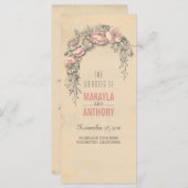 Rosa Blume Vintage Hochzeitsprogramme Programm (Vorne/Hinten)