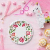 Rosa Blume Vintage Papiertafel Pappteller (Party)
