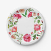 Rosa Blume Vintage Papiertafel Pappteller (Vorderseite)