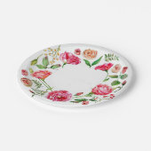 Rosa Blume Vintage Papiertafel Pappteller (Schrägansicht)