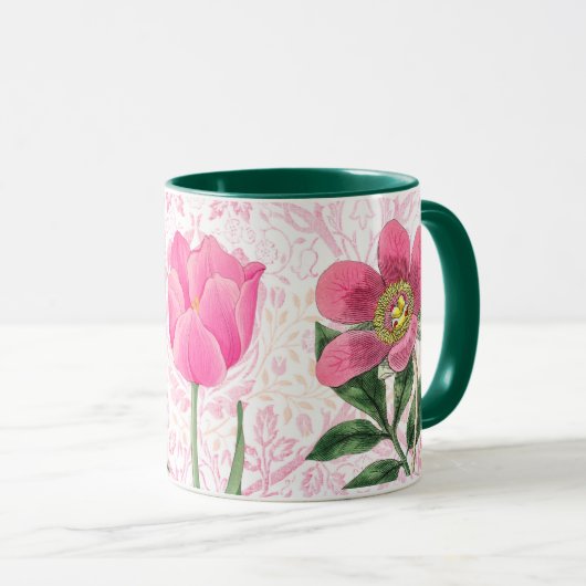 Rosa Blume Vintager Stil Tasse Cup (VorderseiteRechts)
