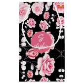 Rosa Blume Vintages Muster | Custom Monogram Kleine Geschenktüte (Rückseite)