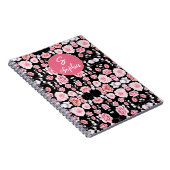 Rosa Blume Vintages Muster | Custom Monogram Notizblock (Rechte Seite)