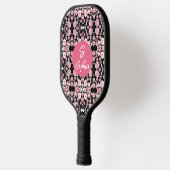 Rosa Blume Vintages Muster | Custom Monogram Pickleball Schläger (Links)