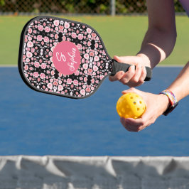 Rosa Blume Vintages Muster | Custom Monogram Pickleball Schläger