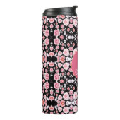 Rosa Blume Vintages Muster | Custom Monogram Thermosbecher (Nach links gedreht)