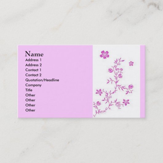 Rosa Blume Visitenkarte (Vorderseite)