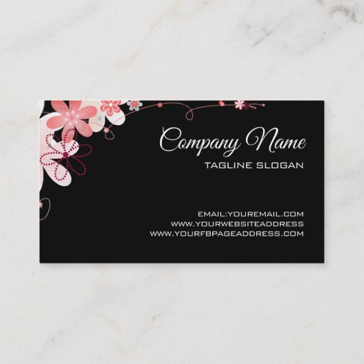 Rosa Blume Visitenkarte (Rückseite)