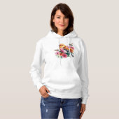 Rosa Blume Vogel Hoodie (Vorne ganz)