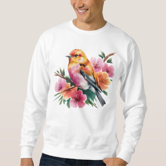 Rosa Blume Vogel Sweatshirt (Vorderseite)