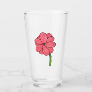 Rosa Blume voll mit blauem Hintergrund Glas