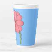 Rosa Blume voll mit blauem Hintergrund Milchtasse (Vorderseite)