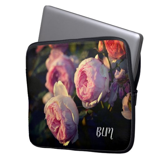 Rosa Blume vom Garten Laptopschutzhülle (Vorderseite Links)