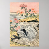 Rosa Blume Wasserfall Landschaft Poster (Vorne)