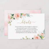 Rosa Blume Wasserfarbe Angaben Hochzeiten Begleitkarte (Vorne/Hinten)