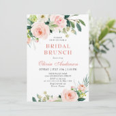 Rosa Blume Wasserfarbe Bridal Brunch Einladung (Stehend Vorderseite)