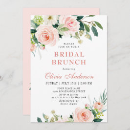 Rosa Blume Wasserfarbe Bridal Brunch Einladung