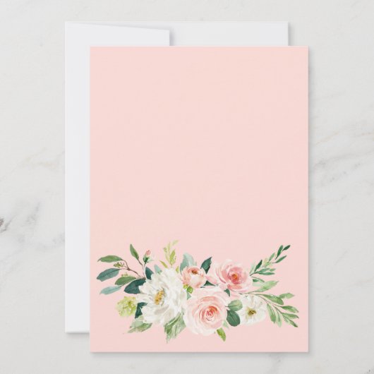 Rosa Blume Wasserfarbe Bridal Brunch Einladung (Rückseite)