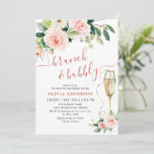 Rosa Blume Wasserfarbe Bridal Brunch Einladung (Stehend Vorderseite)