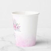 Rosa Blume Wasserfarbe Elegante Kinderdusche Pappbecher (Links)