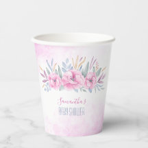 Rosa Blume Wasserfarbe Elegante Kinderdusche