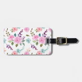 Rosa Blume Wasserfarbe nahtlos Gepäckanhänger (Vorderseite horizontal)