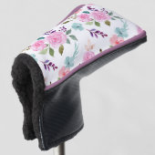 Rosa Blume Wasserfarbe nahtlos Golf Headcover (3/4 Vorderseite)