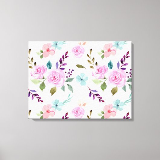 Rosa Blume Wasserfarbe nahtlos Leinwanddruck (Vorderseite)