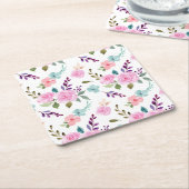 Rosa Blume Wasserfarbe nahtlos Rechteckiger Pappuntersetzer (angewinkelt)