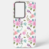 Rosa Blume Wasserfarbe nahtlos Samsung Galaxy Hülle (Rückseite)