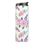 Rosa Blume Wasserfarbe nahtlos Thermosbecher (Nach links gedreht)