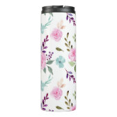 Rosa Blume Wasserfarbe nahtlos Thermosbecher (Rückseite)