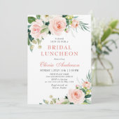 Rosa Blume Wasserfarben Bridal Luncheon Einladung (Stehend Vorderseite)