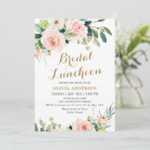 Rosa Blume Wasserfarben Bridal Luncheon Einladung (Stehend Vorderseite)
