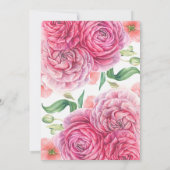 Rosa Blume Wasserfarben Elegante Moderne Abschluss Einladung (Rückseite)