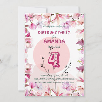 Rosa Blume Wasserfarben Gefälle Flora Geburtstag P Einladung