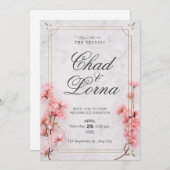 Rosa Blume Wasserfarben Hochzeitskarte Einladung (Vorne/Hinten)