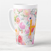 Rosa Blume, wasserfarben, monogramm Milchtasse (Linke Ecke)
