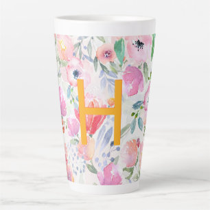 Rosa Blume, wasserfarben, monogramm Milchtasse