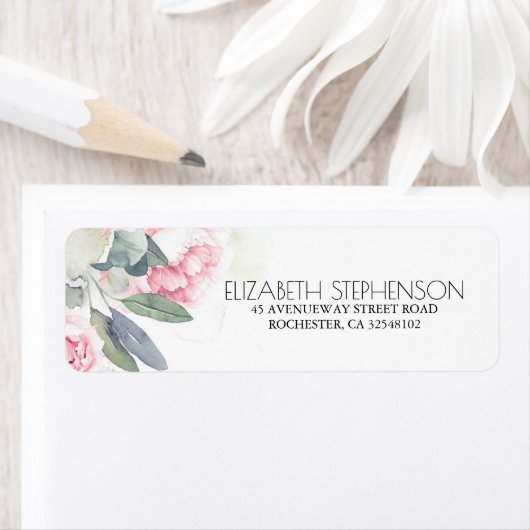 Rosa Blume Wasserfarbene Grünpflanzen (Insitu)