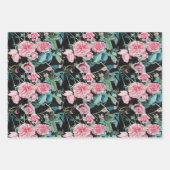 Rosa Blume Wasserfarbene Malerei Rose Geschenkpapier Set (Vorderseite 3)